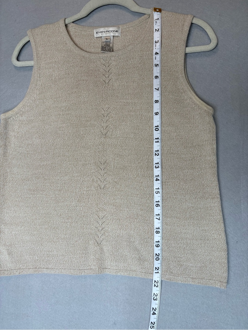 True Vintage Acrylic Chic Evan-Picone Quality Sleeveless Knit Tank Top in Beige - Picture 3 of 5